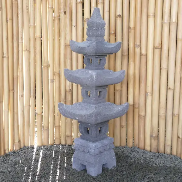 Product image 1 of the product “Japanese style Garden Lantern, made from Andesit Stone. Multipart. 110 cm Height, Roof is 35 cm width. ”